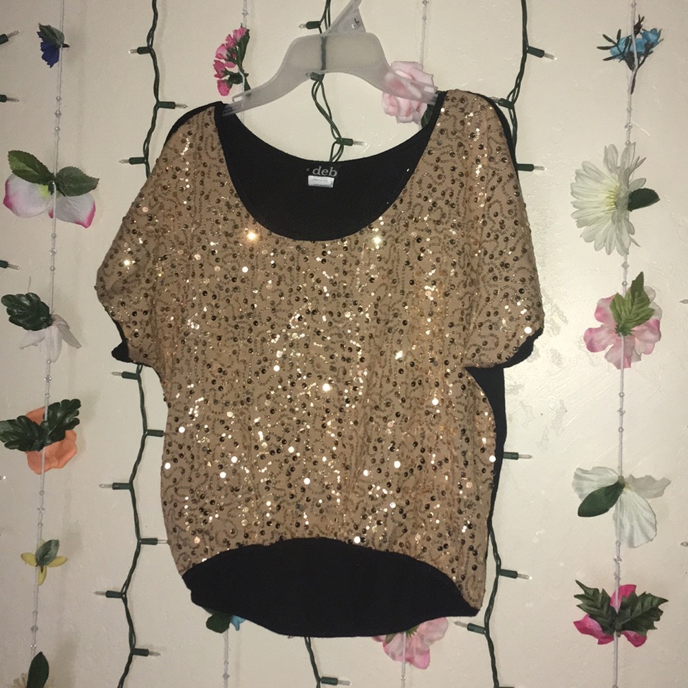 Brownish gold sequin top